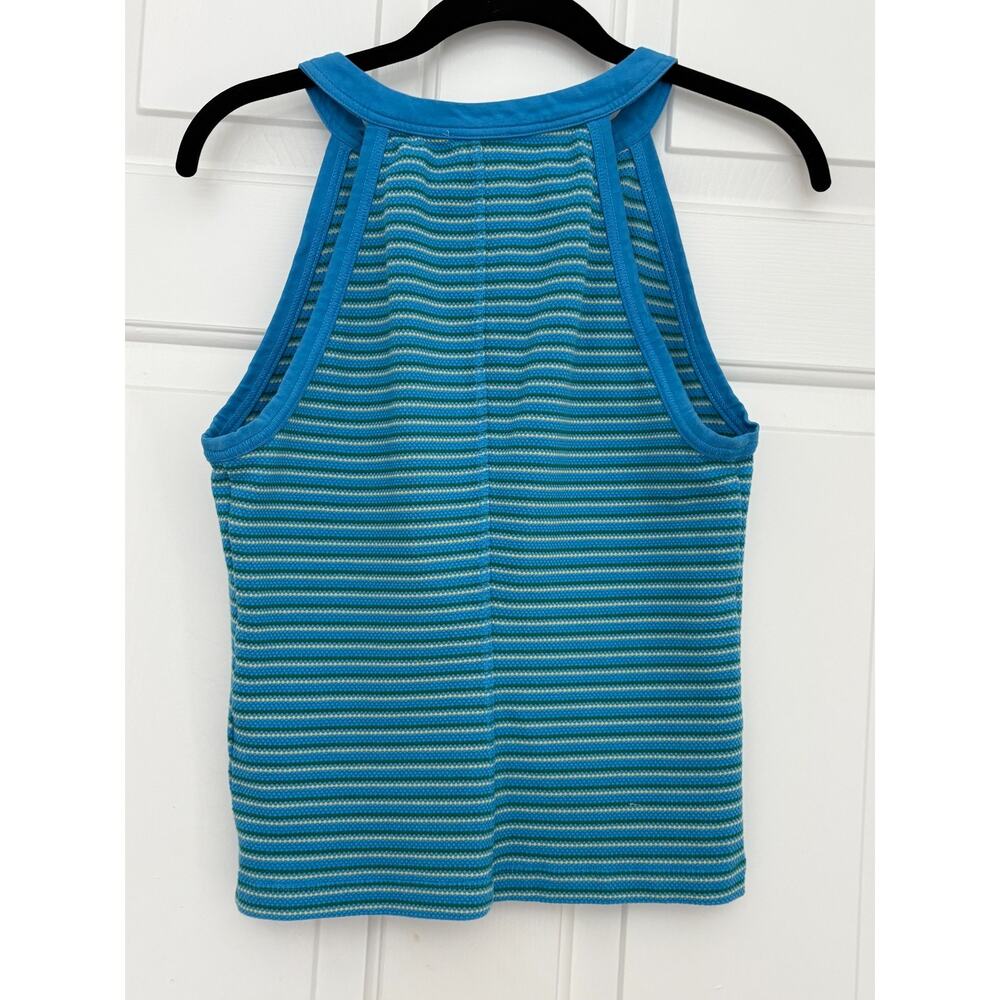 Anthropologie Pilcro Henley Halter Tank Top Blue Green Striped Small 4-8 - Picture 5 of 5